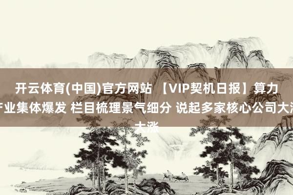 开云体育(中国)官方网站 【VIP契机日报】算力产业集体爆发 栏目梳理景气细分 说起多家核心公司大涨