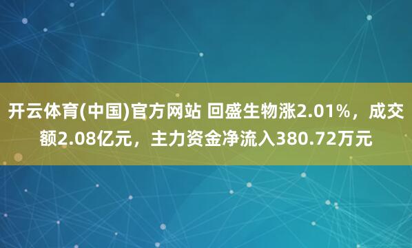 开云体育(中国)官方网站 回盛生物涨2.01%，成交额2.08亿元，主力资金净流入380.72万元