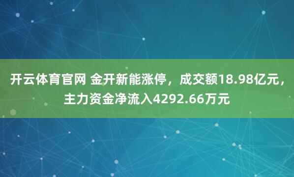 开云体育官网 金开新能涨停，成交额18.98亿元，主力资金净流入4292.66万元