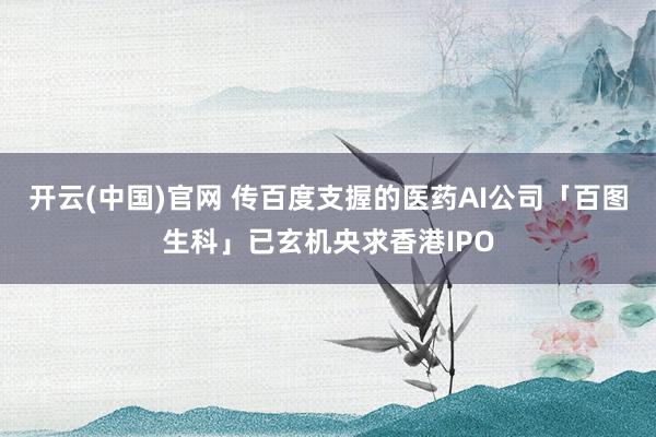 开云(中国)官网 传百度支握的医药AI公司「百图生科」已玄机央求香港IPO