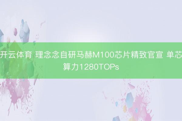 开云体育 理念念自研马赫M100芯片精致官宣 单芯算力1280TOPs