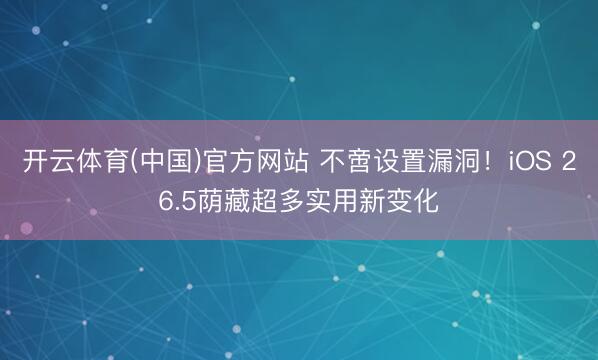 开云体育(中国)官方网站 不啻设置漏洞！iOS 26.5荫藏超多实用新变化