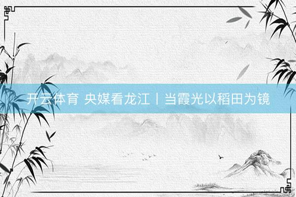 开云体育 央媒看龙江丨当霞光以稻田为镜