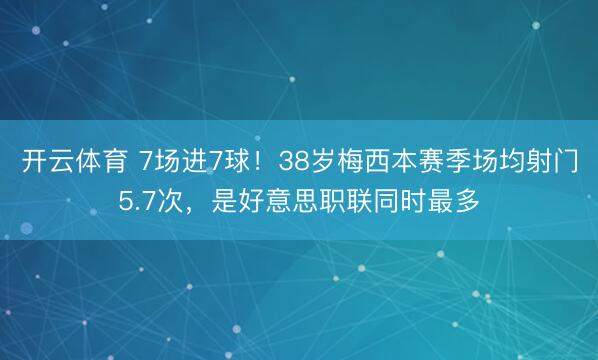 开云体育 7场进7球！38岁梅西本赛季场均射门5.7次，是好意思职联同时最多