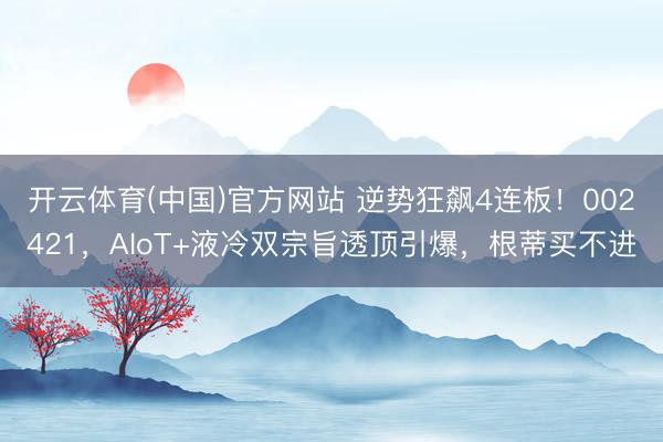 开云体育(中国)官方网站 逆势狂飙4连板！002421，AIoT+液冷双宗旨透顶引爆，根蒂买不进