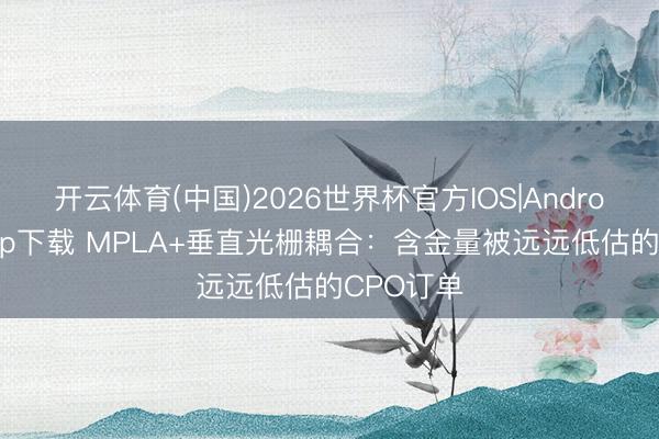 开云体育(中国)2026世界杯官方IOS|Android手机app下载 MPLA+垂直光栅耦合:含金量被远远低估的CPO订单