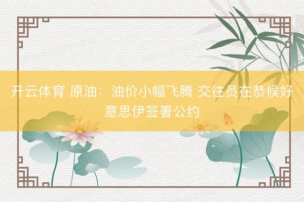开云体育 原油：油价小幅飞腾 交往员在恭候好意思伊签署公约